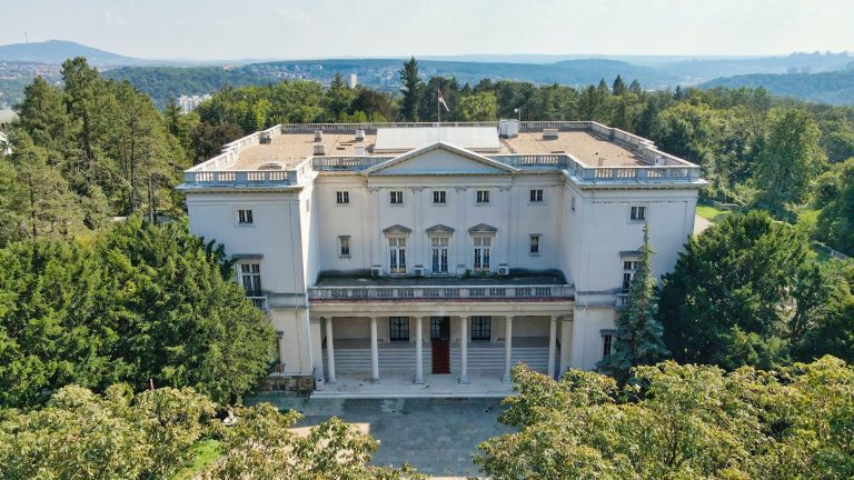 White Palace in Dedinje, Belgrade, from a drone