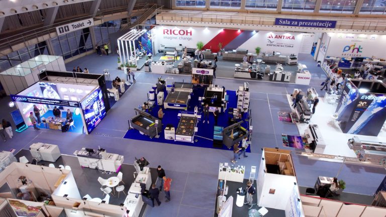 Trade fair hall at the Belgrade Fair filmed with a drone